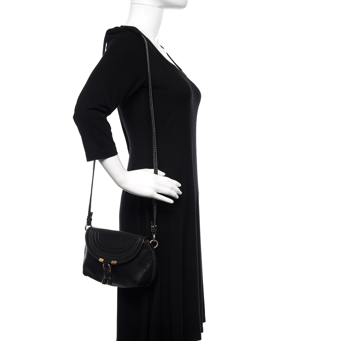 Calfskin Marcie Pochette Crossbody Bag Black
