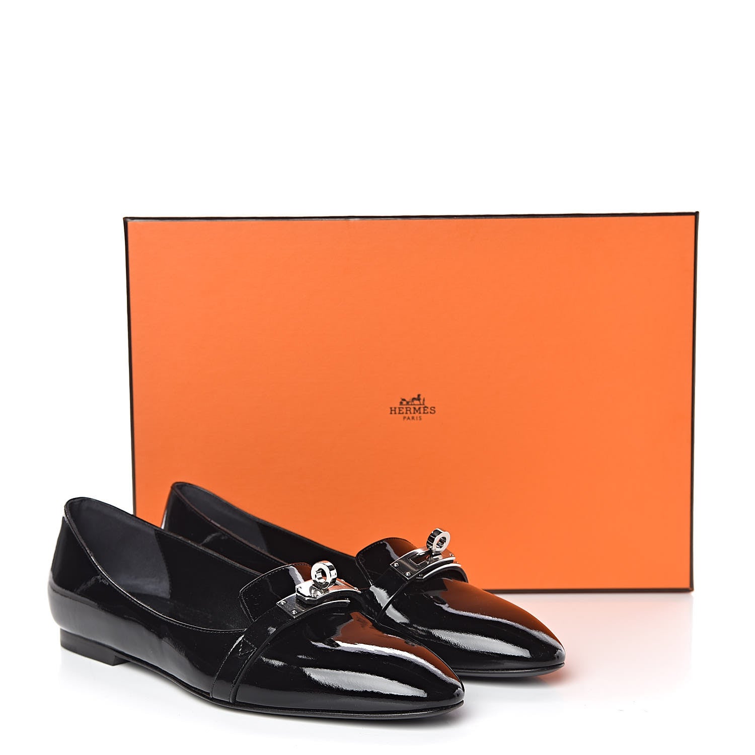 Hermes Patent Pegase Ballerina Flats 35 Black 9 of 9
