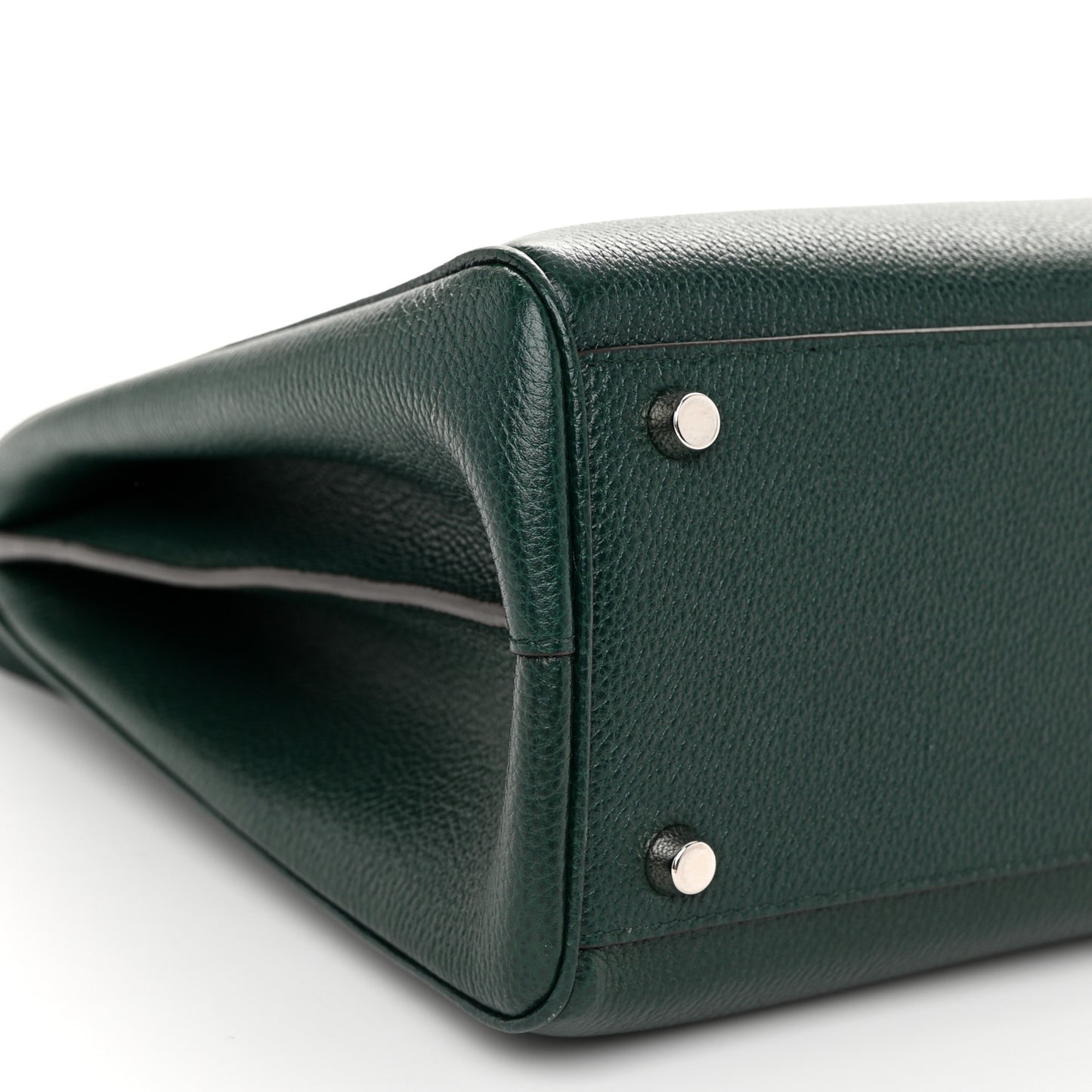 Grainy Calfskin Small Zumi Top Handle Bag Vintage Green