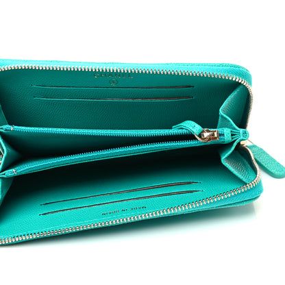 Chanel Caviar Quilted Small Zip Around Wallet Turquoise 5 of 10
