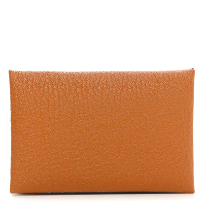 Hermes Chevre Mysore Verso Calvi Card Case Caramel Mauve Sylvestre 1 of 8