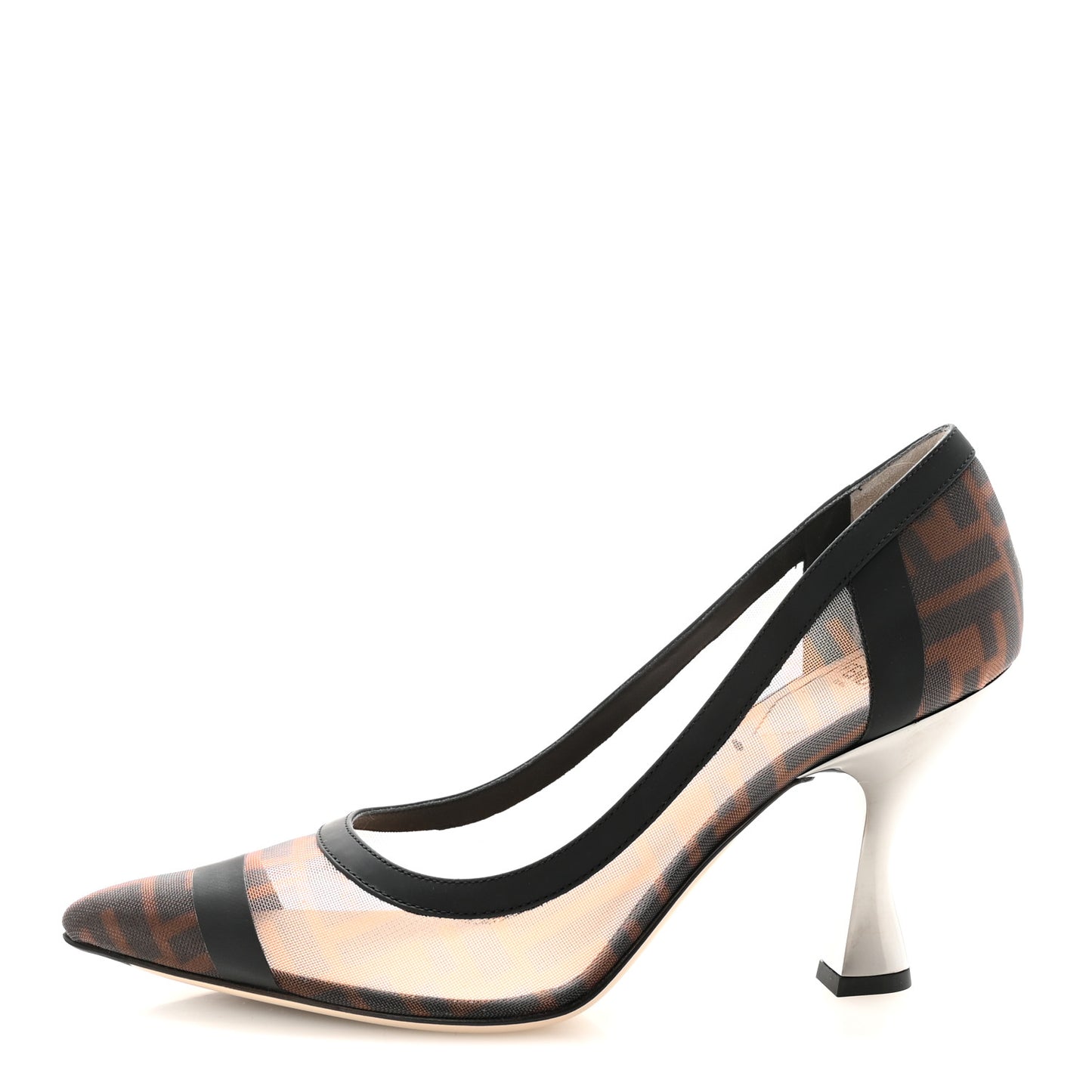Technical Mesh Vitello Gommato FF Colibri 85mm Pumps 39 Tobacco Moro Black