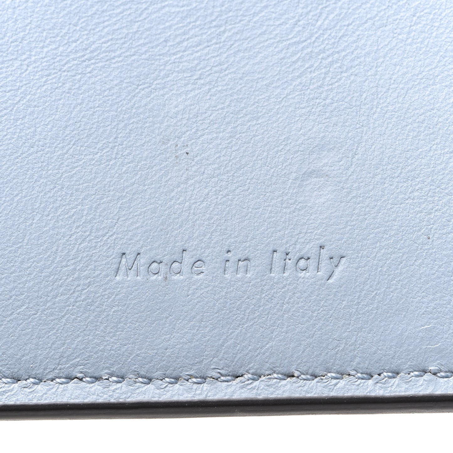 Grained Calfskin Medium Multifunction Strap Wallet Grey Blue