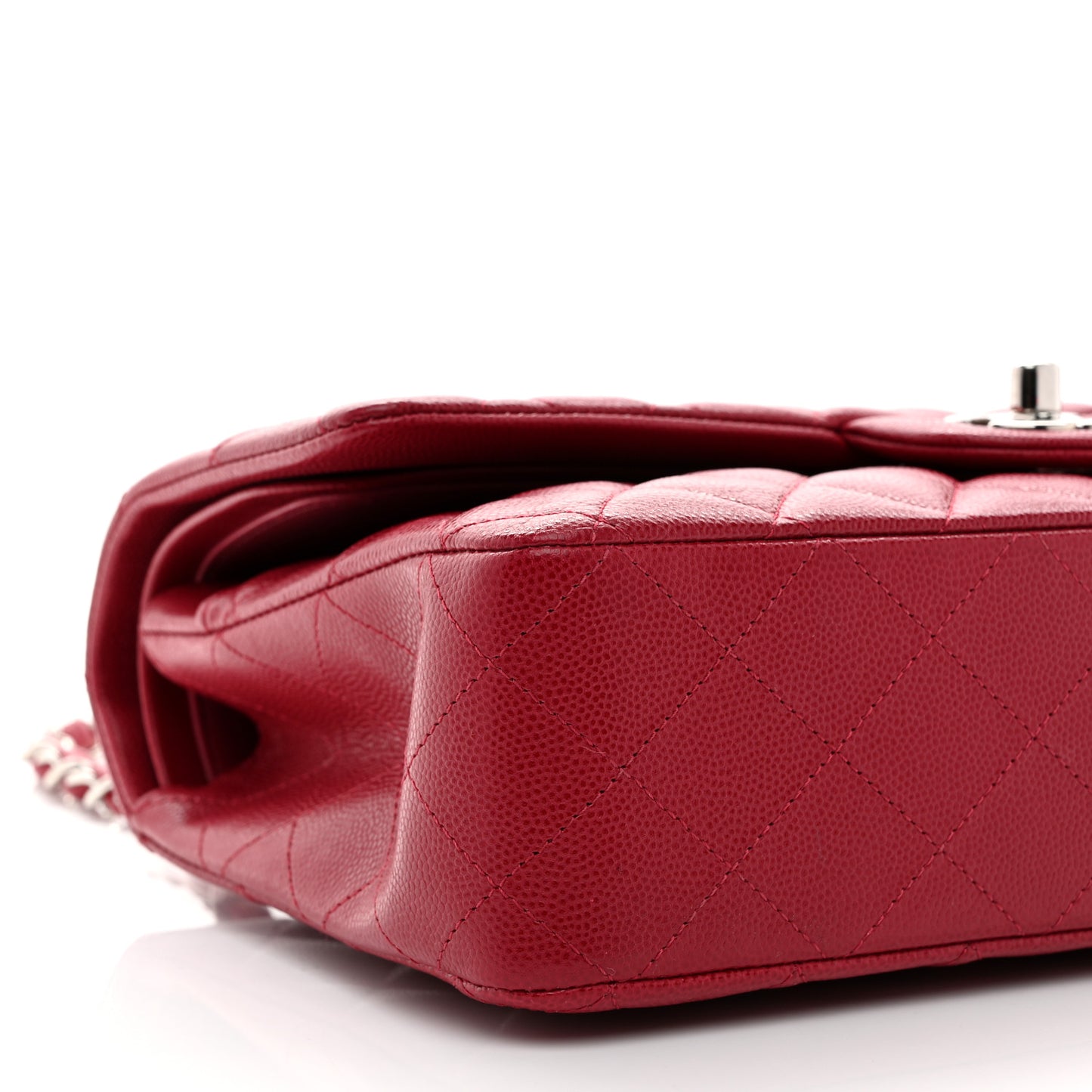Caviar Quilted Medium Double Flap Dark Red