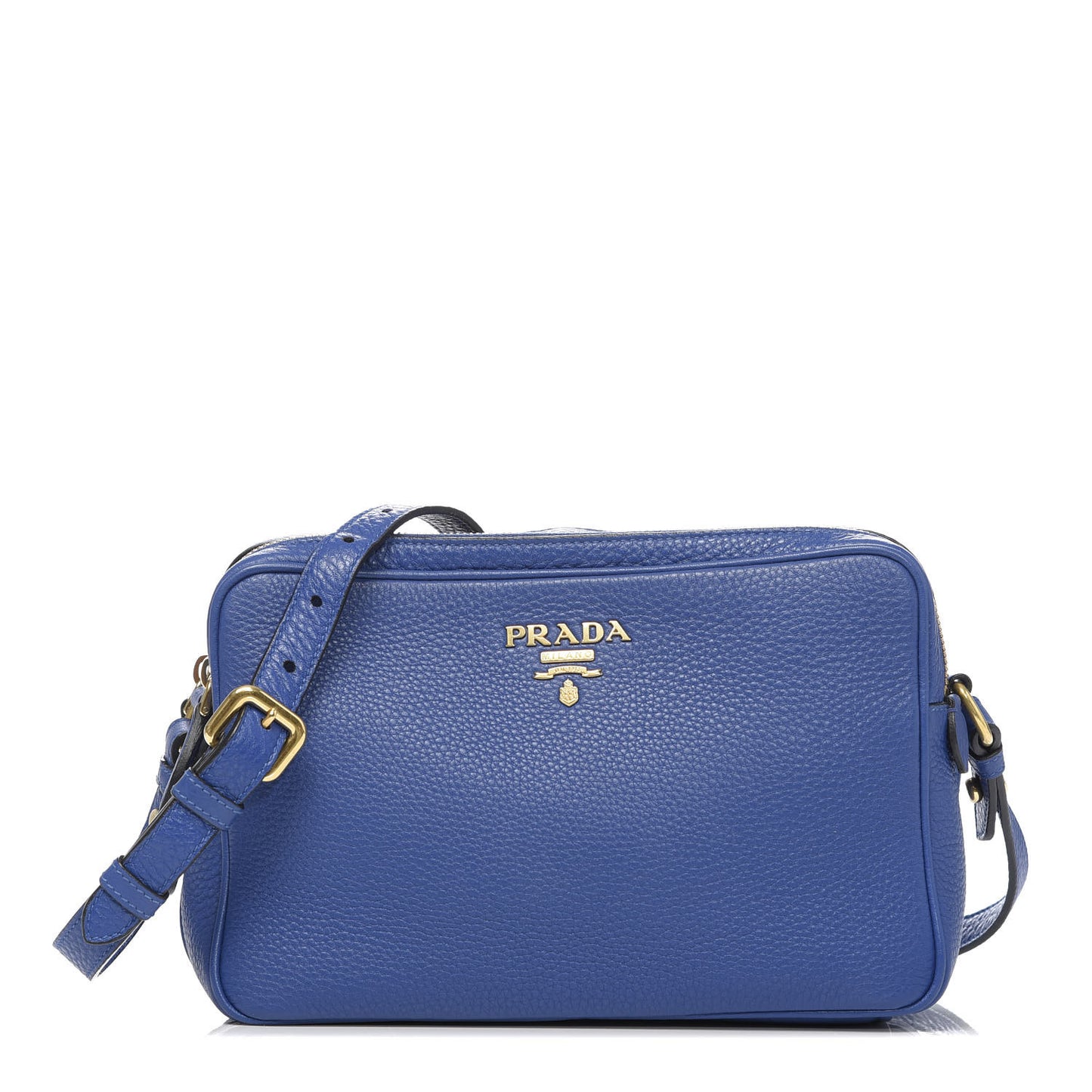 Vitello Daino Medium Double Zip Shoulder Bag Azzurro