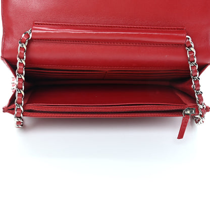 Chanel Lambskin Quilted Wallet on Chain WOC Red 5 of 14