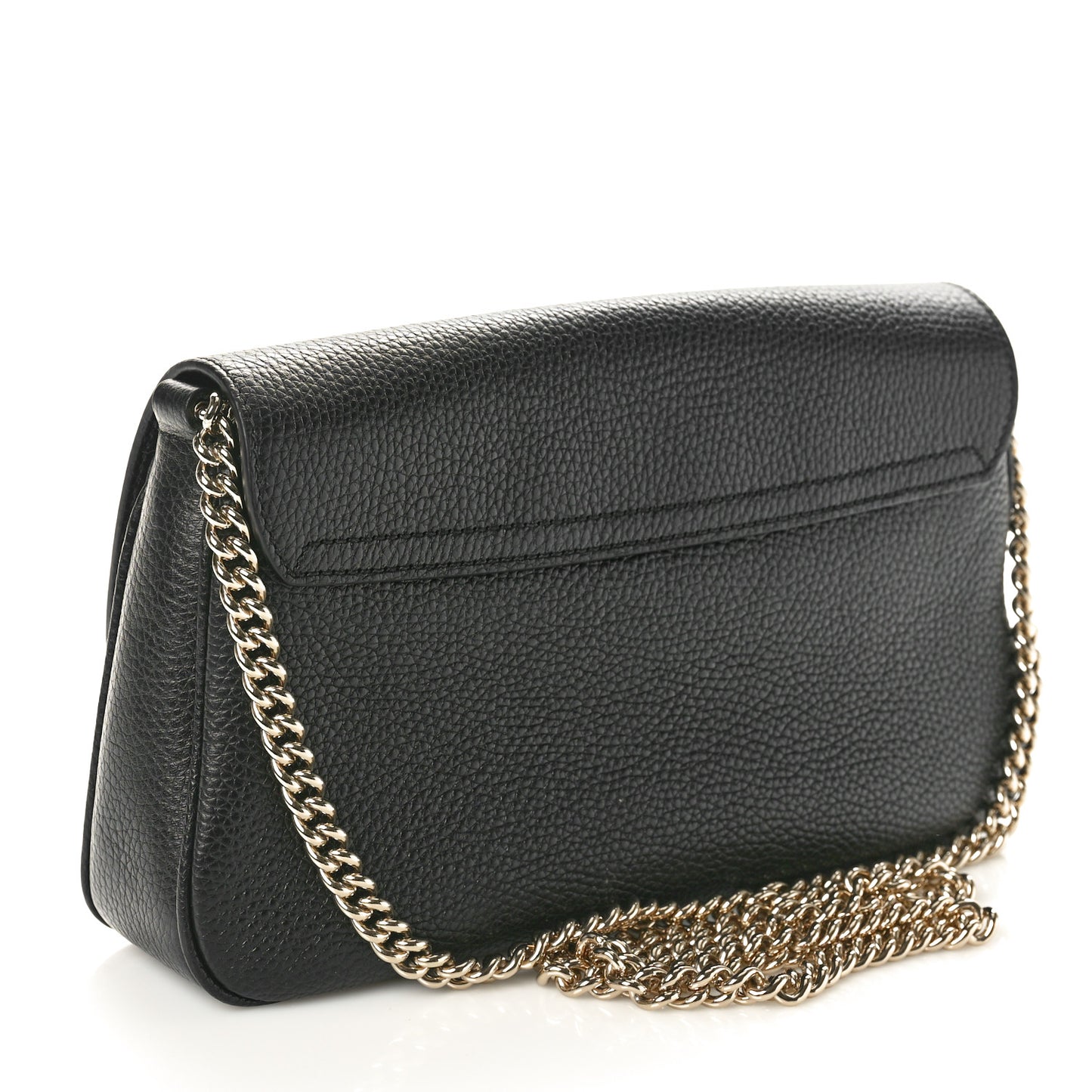 Pebbled Calfskin Medium Soho Flap Crossbody Black