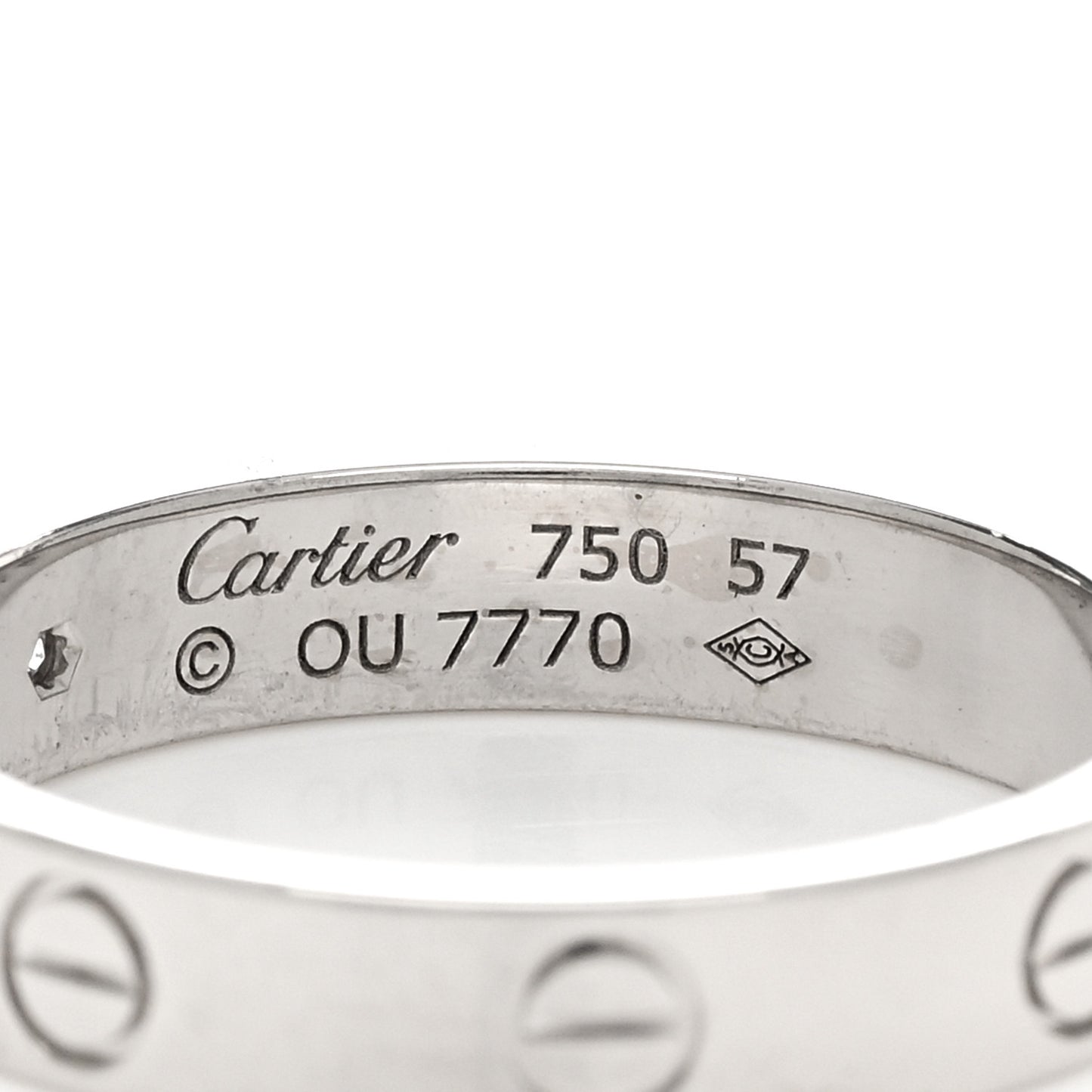 18K White Gold Diamond 4mm LOVE Wedding Band Ring 57 8