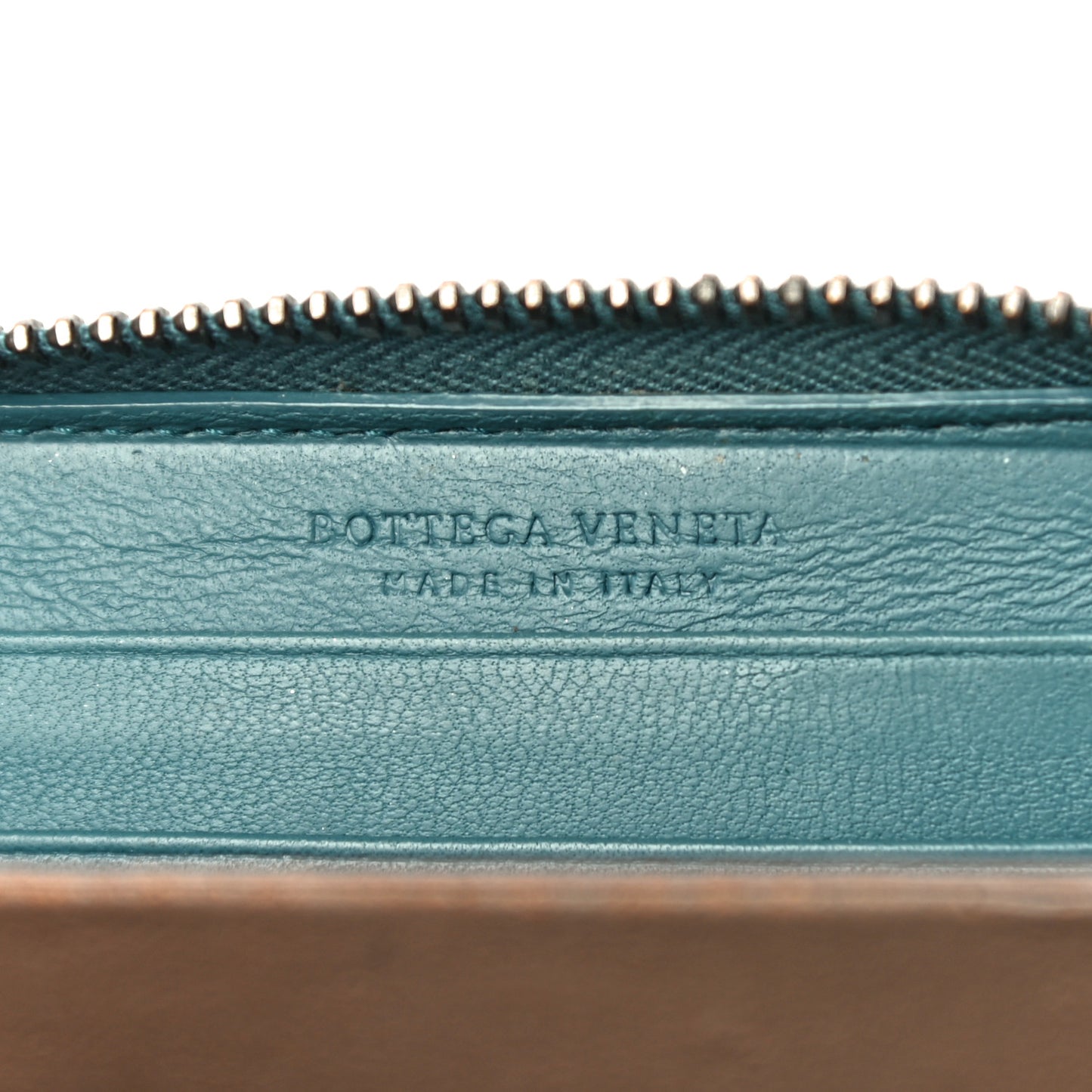 Nappa Intrecciato Zip Around Coin Purse Lagoon