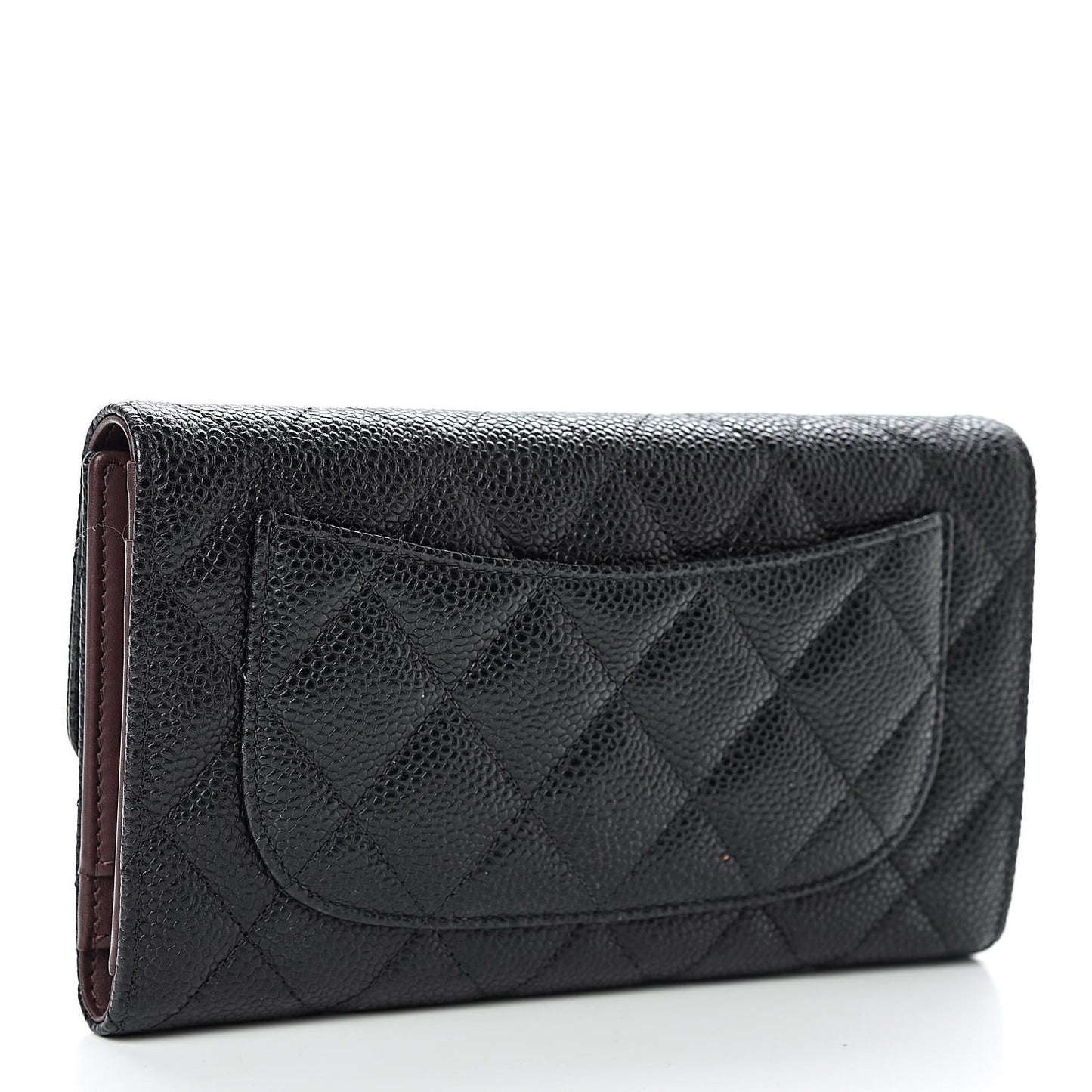 Caviar Quilted Large Flap Wallet Black