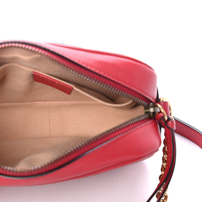 Gucci Calfskin Matelasse Mini GG Marmont Chain Shoulder Bag Hibiscus Red 4 of 4