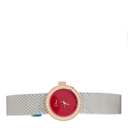 Christian Dior Stainless Steel 18K Rose Gold Diamond Bezel 19mm La D De Dior Quartz Watch Red 2 of 5