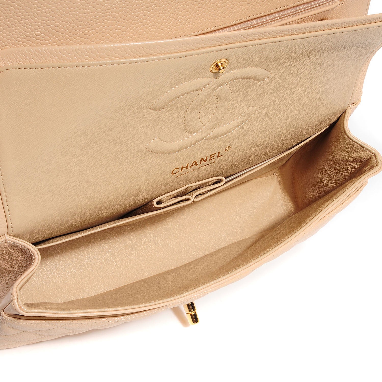 Chanel Caviar Quilted Medium Double Flap Beige Clair 5 of 9