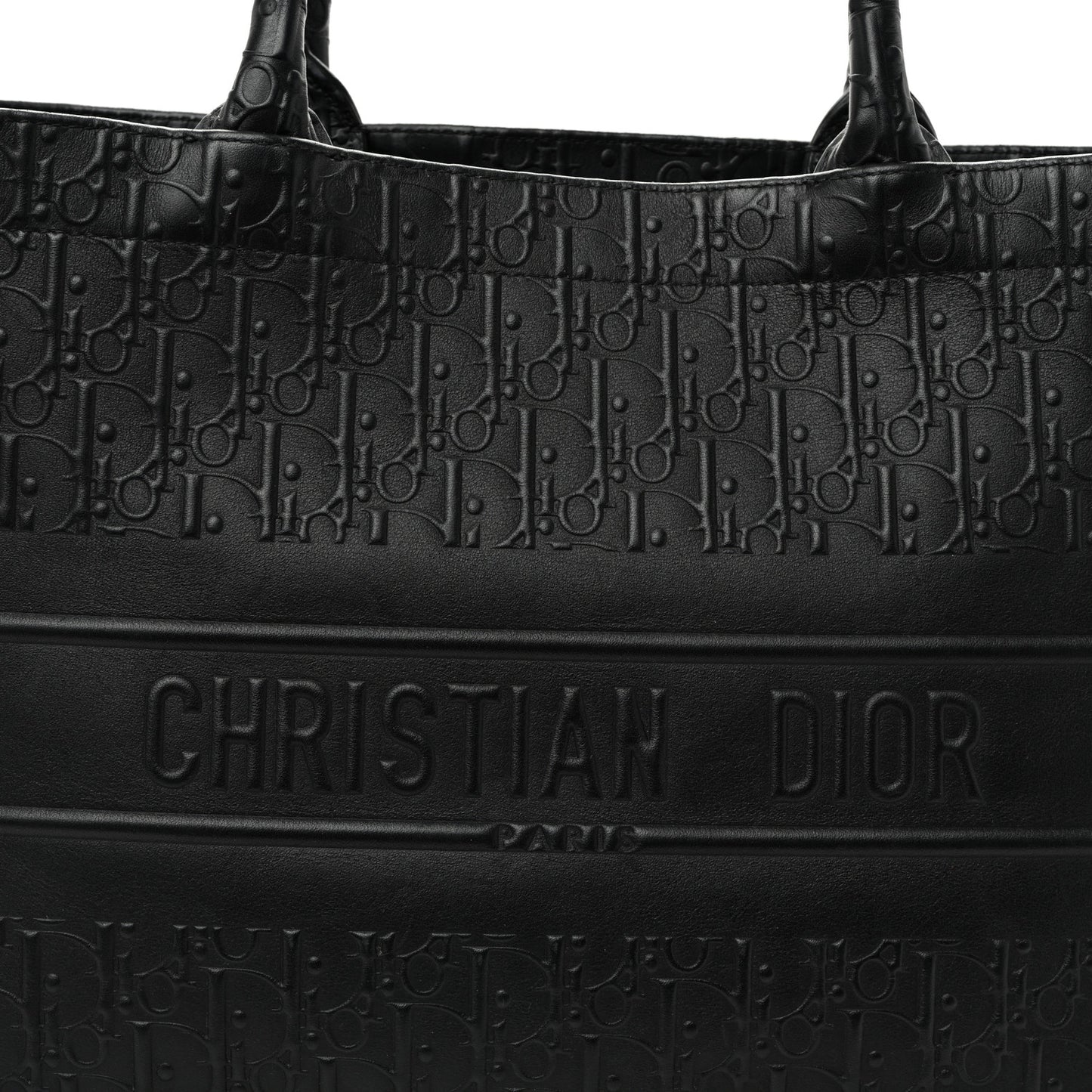 Oblique Calfskin Embossed Medium Book Tote Black
