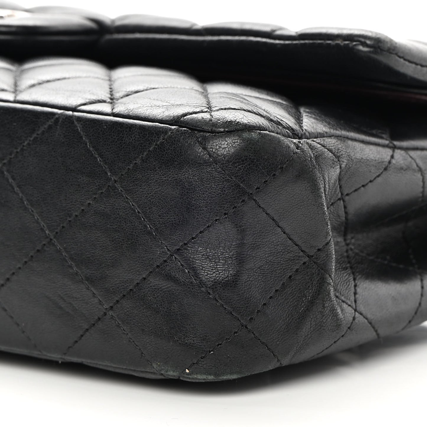 Lambskin Quilted Medium Double Flap Black