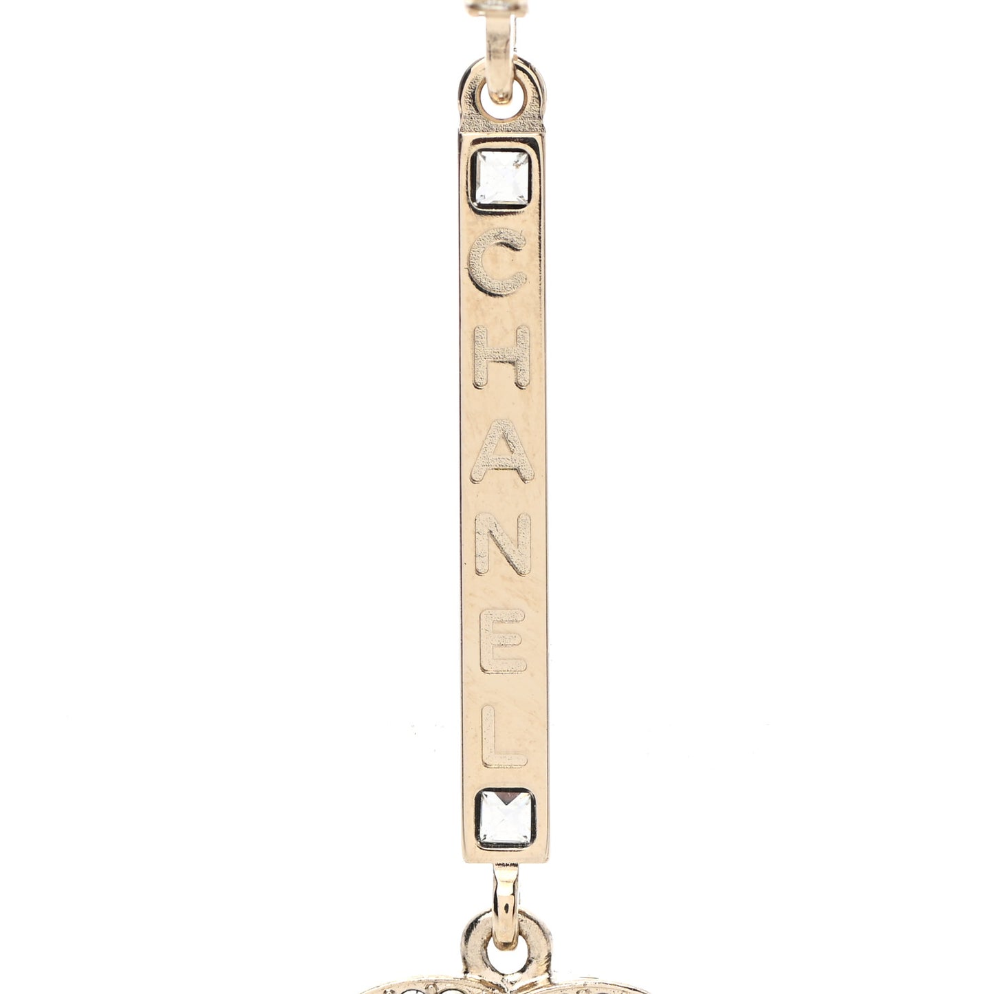 Crystal Lock Symbols Logo CC Hoop Drop Earrings Gold
