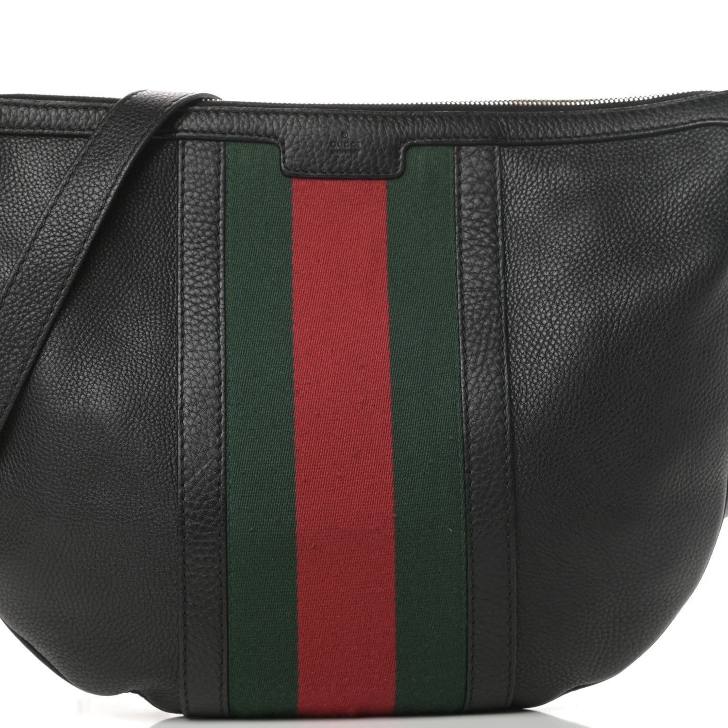 Gucci Pebbled Calfskin Vintage Web Medium Half Moon Hobo Black 8 of 14