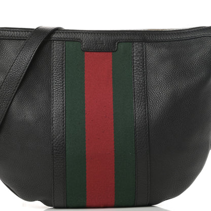 Gucci Pebbled Calfskin Vintage Web Medium Half Moon Hobo Black 8 of 14