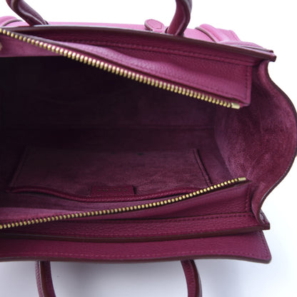Celine Drummed Calfskin Nano Luggage Plum 4 of 10
