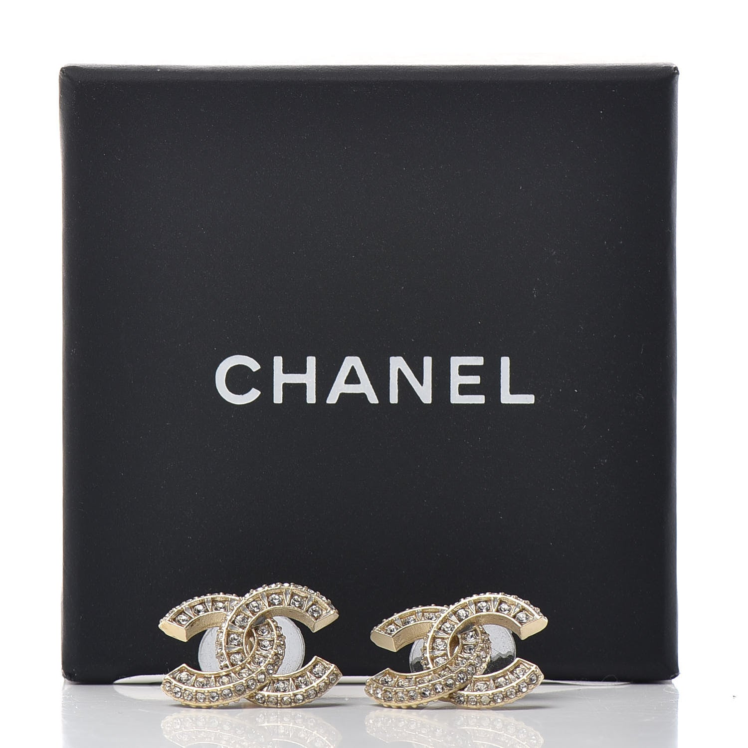 Chanel Crystal Timeless CC Earrings Light Gold 5 of 5