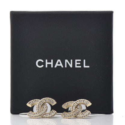 Chanel Crystal Timeless CC Earrings Light Gold 5 of 5