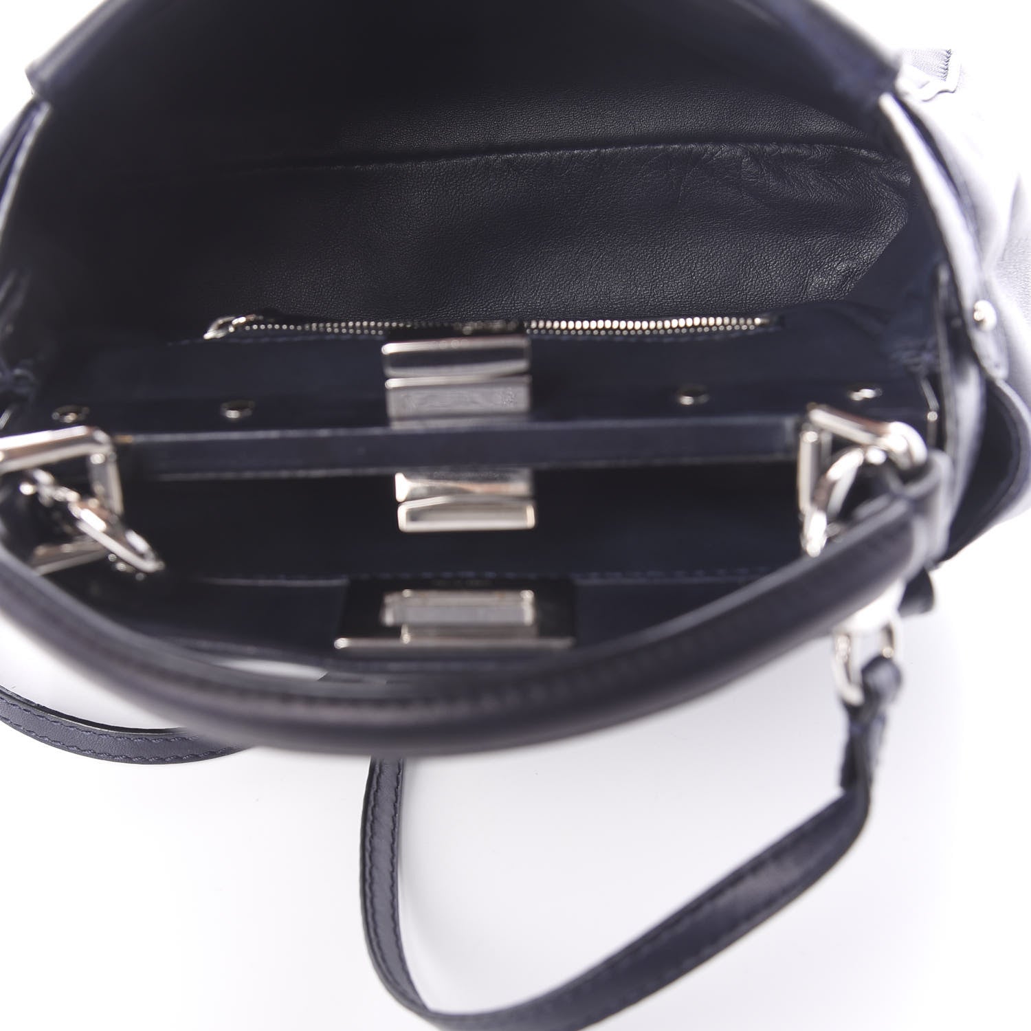 Fendi Nappa Mini Peekaboo Iconic Satchel Dark Blue 6 of 9