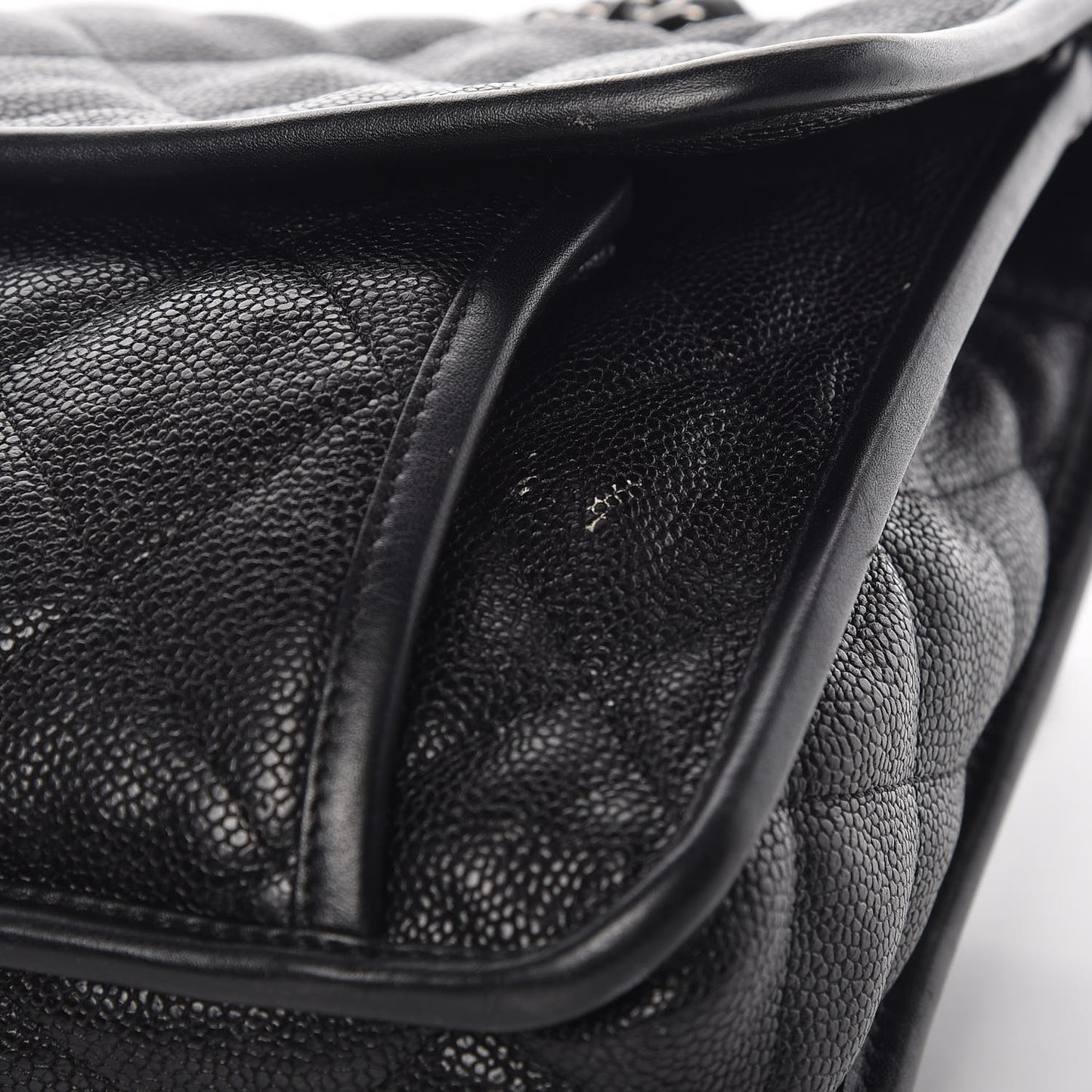 Caviar Quilted Large French Riviera Flap Black