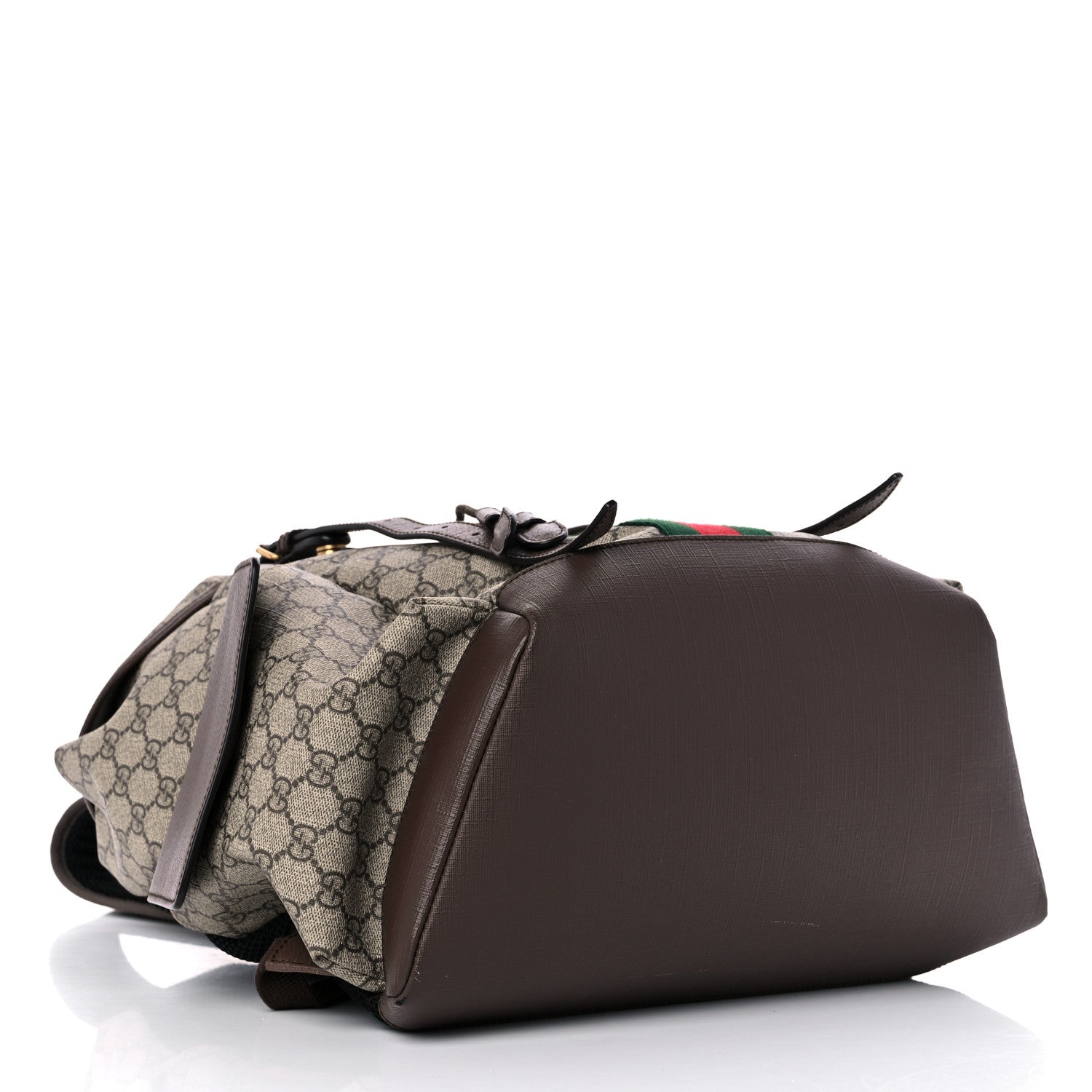 Gucci GG Supreme Monogram Medium Ophidia Double Buckle Backpack Brown 4 of 11