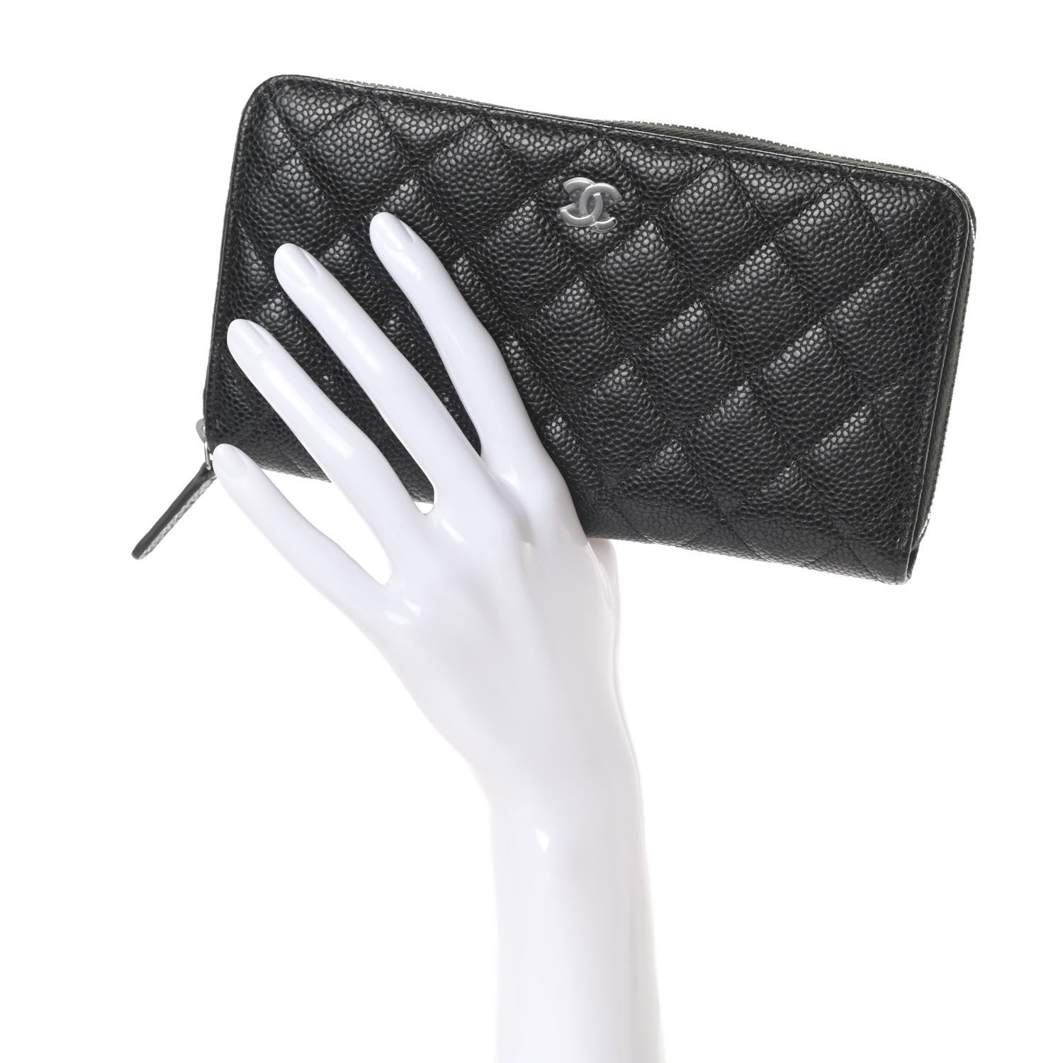 Chanel Caviar Quilted Large Gusset Zip Around Wallet Black 2 of 8