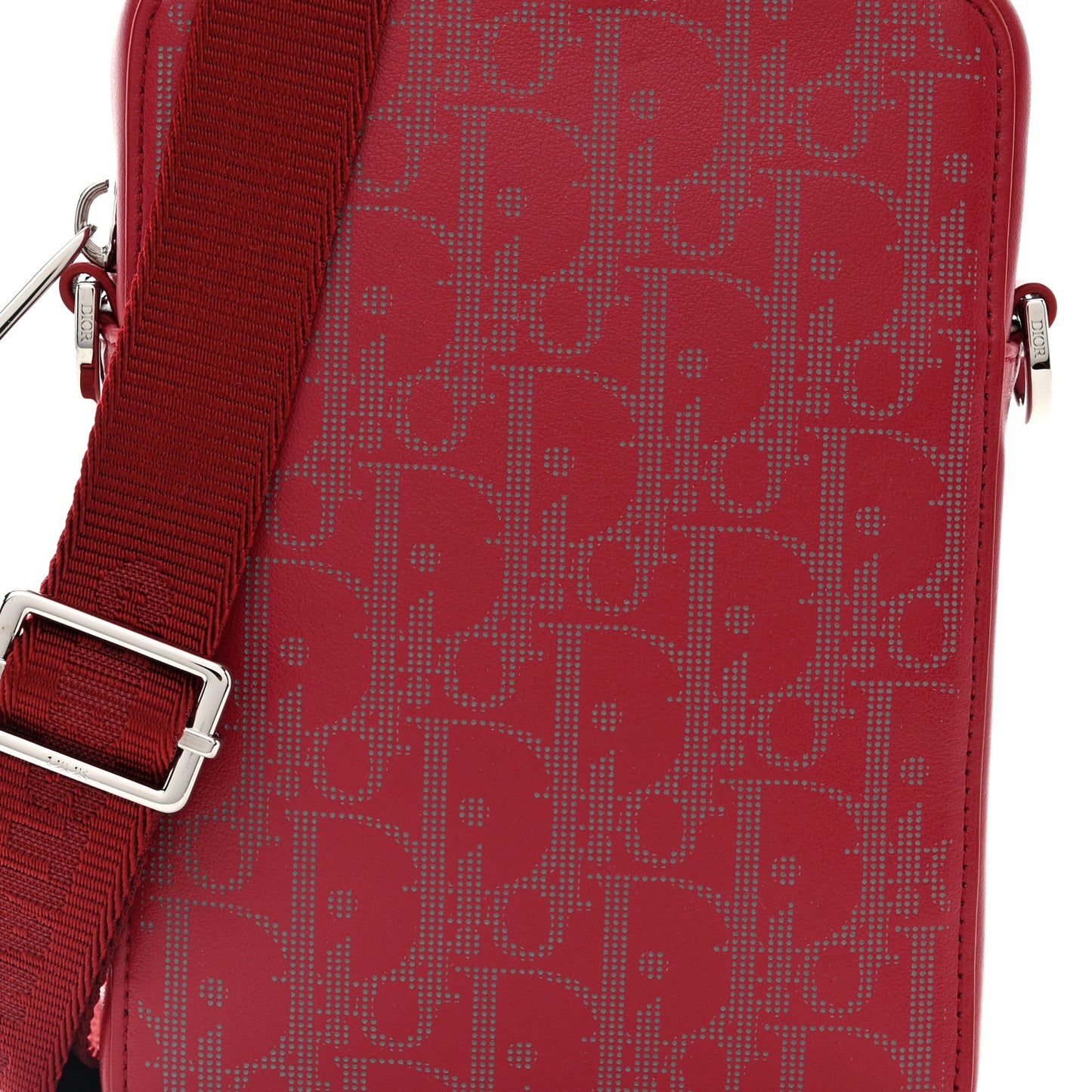 Calfskin Oblique Galaxy Perforated World Tour Messenger Pouch Red White