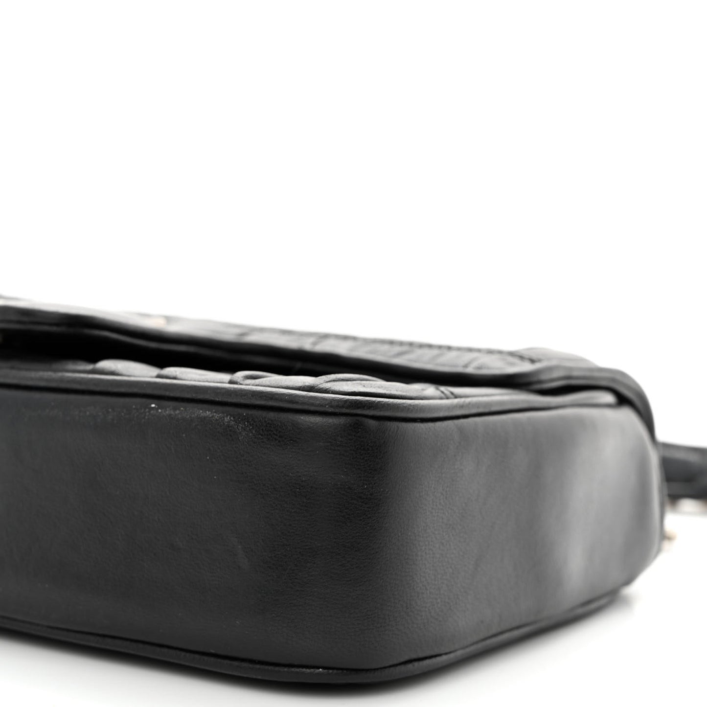 Nappa Gaufre Small Chain Flap Shoulder Bag Black