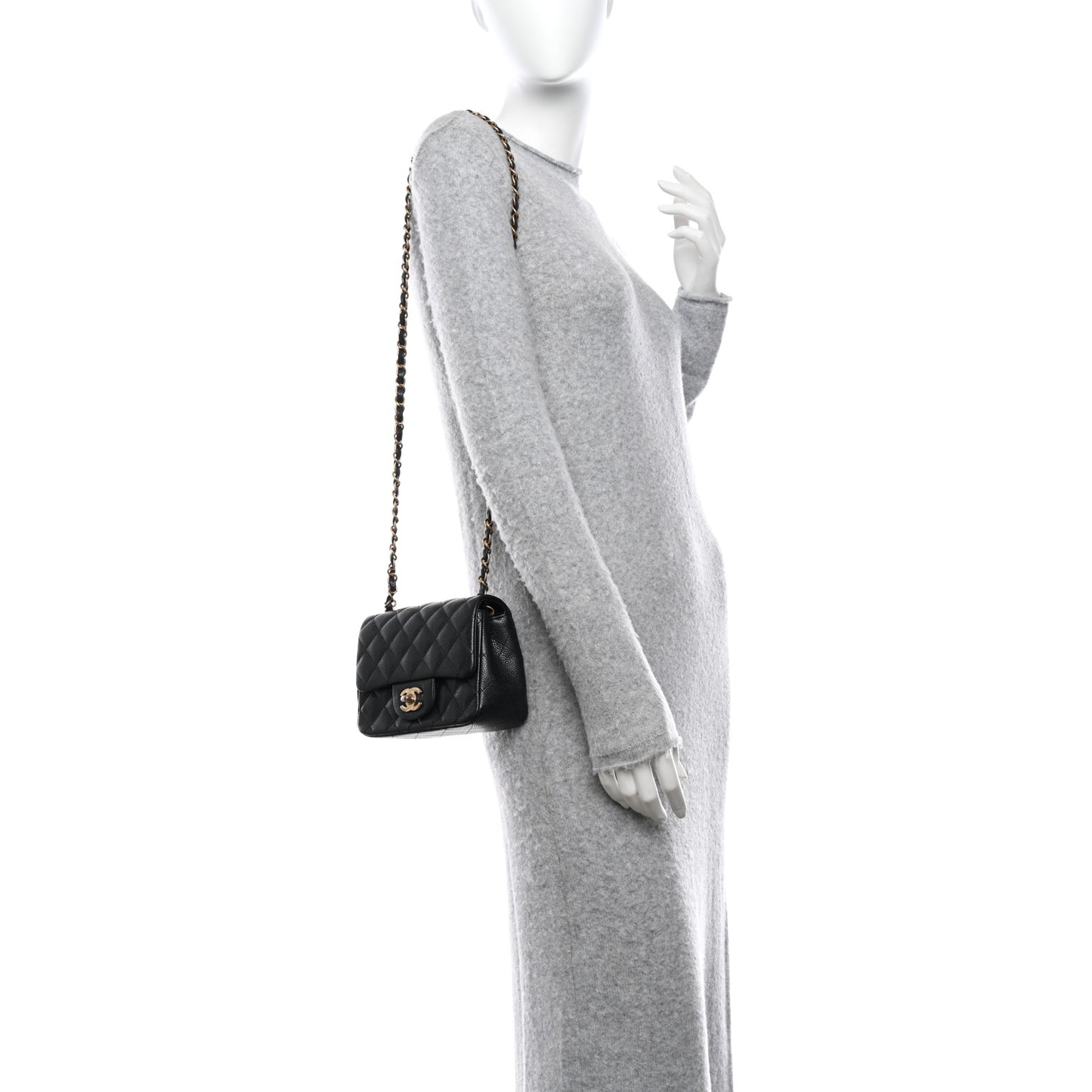 Caviar Quilted Mini Square Flap Black