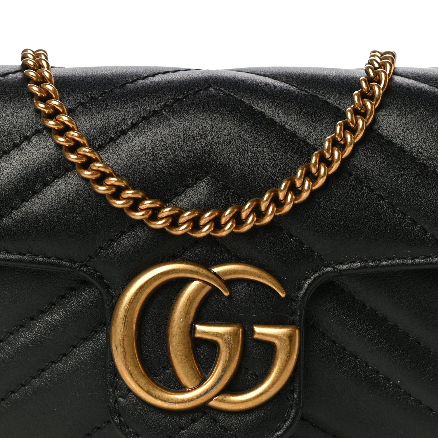 Gucci Calfskin Matelasse Super Mini GG Marmont Shoulder Bag Black 8 of 11