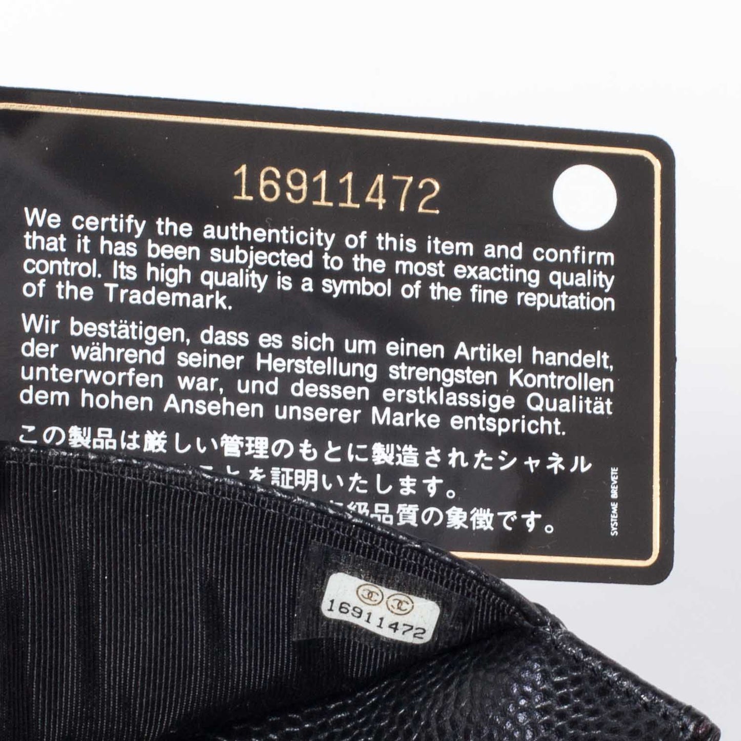 Caviar Quilted Wallet On Chain WOC Black