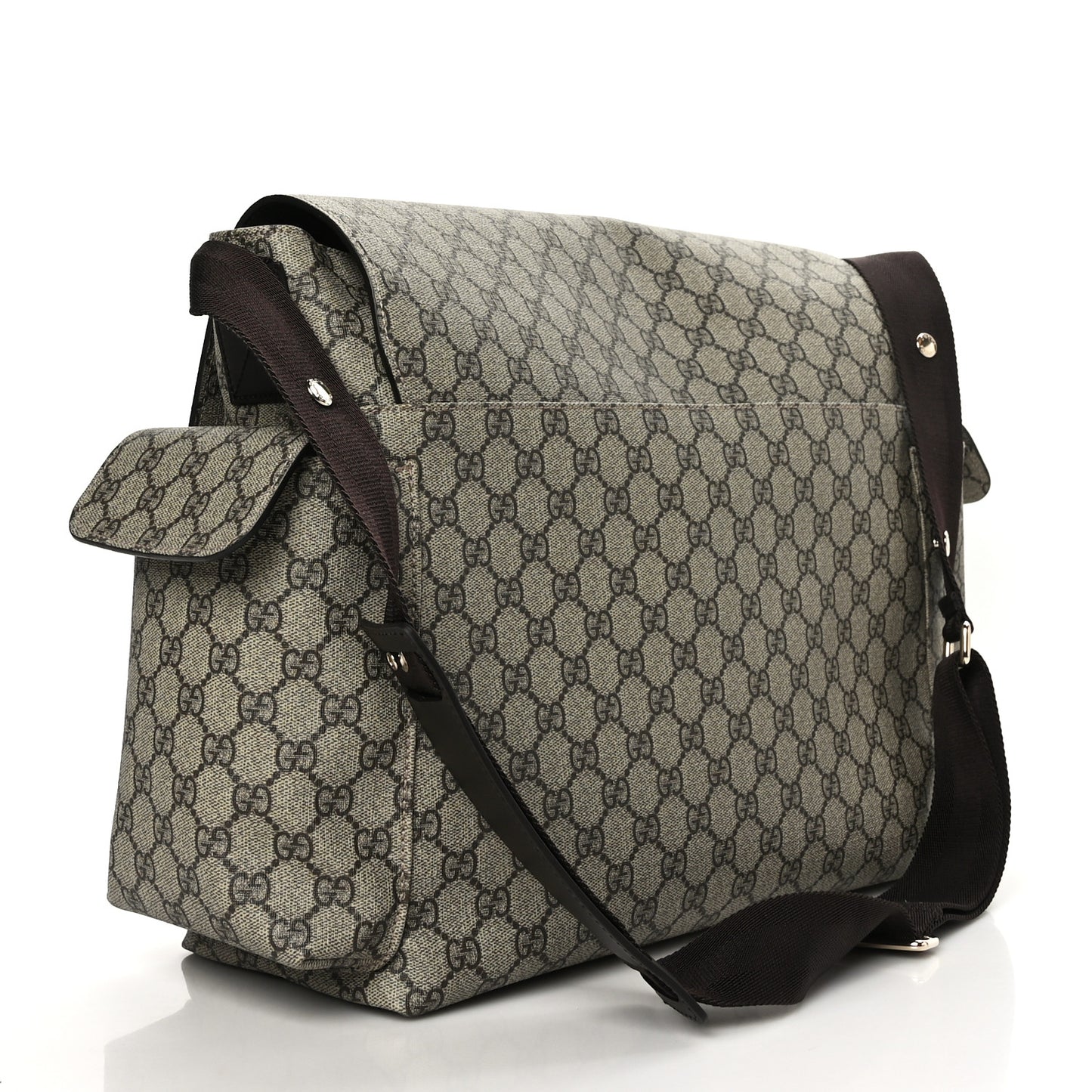 GG Plus Monogram Messenger Diaper Bag Dark Brown