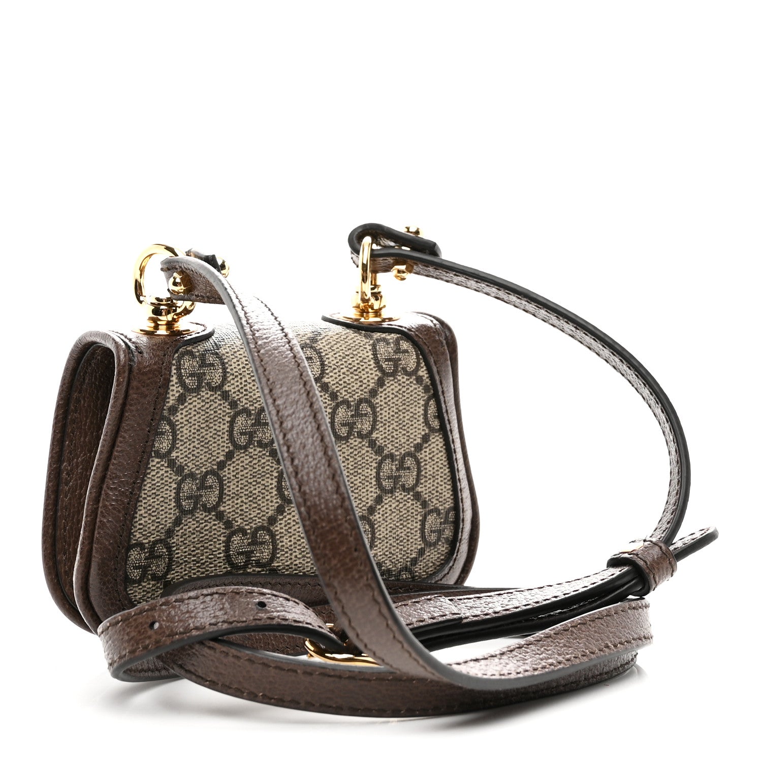 Gucci GG Supreme Monogram Textured Dollar Calfskin Blondie Card Case Wallet with Strap Beige Ebony New Acero 3 of 10