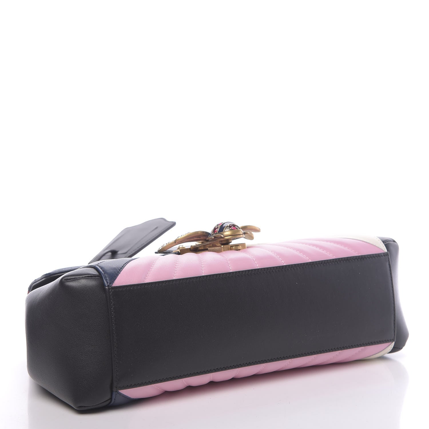 Gucci Calfskin Bamboo Trapuntata Queen Margaret Top Handle Bag Blue Agata Hibiscus Red Mystic White Sugar Pink 4 of 10