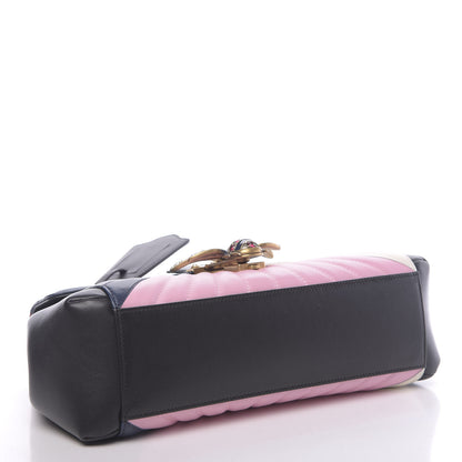 Gucci Calfskin Bamboo Trapuntata Queen Margaret Top Handle Bag Blue Agata Hibiscus Red Mystic White Sugar Pink 4 of 10