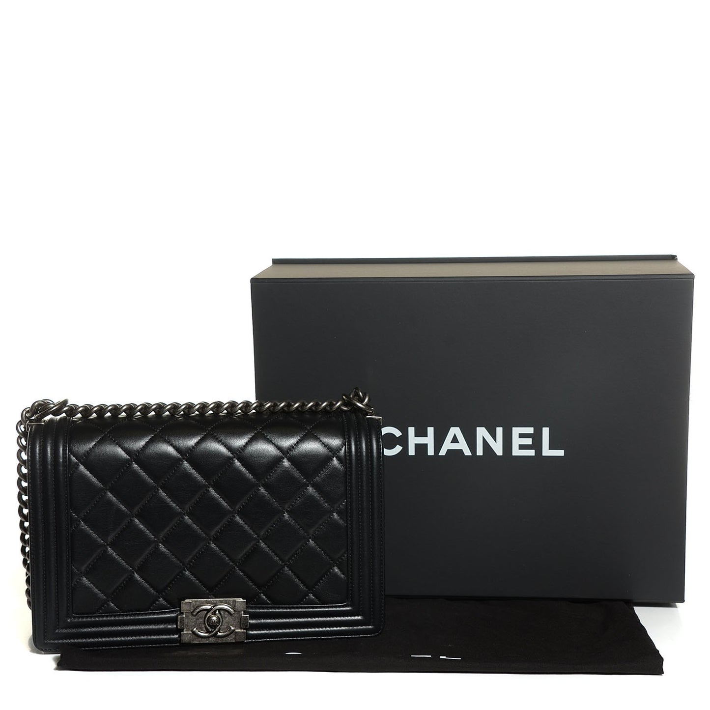 Lambskin Quilted New Medium Boy Flap Black