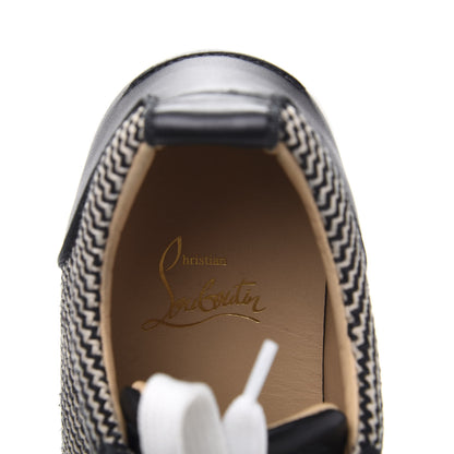 Christian Louboutin Calfskin Wool Zig Zag Womens Rantulow Orlato Flat Sneakers 39 Black White 6 of 8