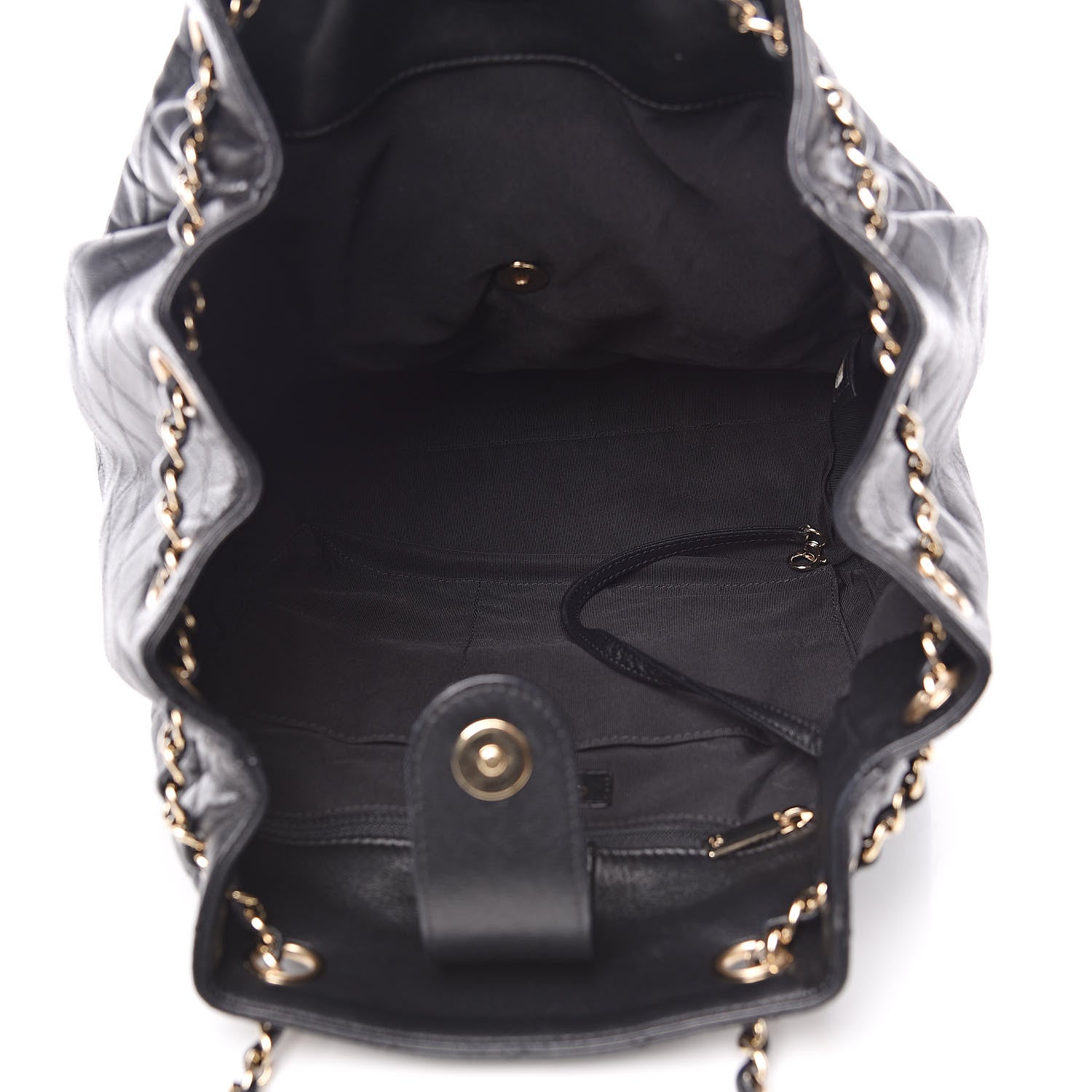 Chanel Lambskin Quilted Large Drawstring Bag Black 5 of 11