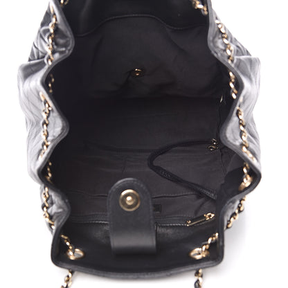 Chanel Lambskin Quilted Large Drawstring Bag Black 5 of 11