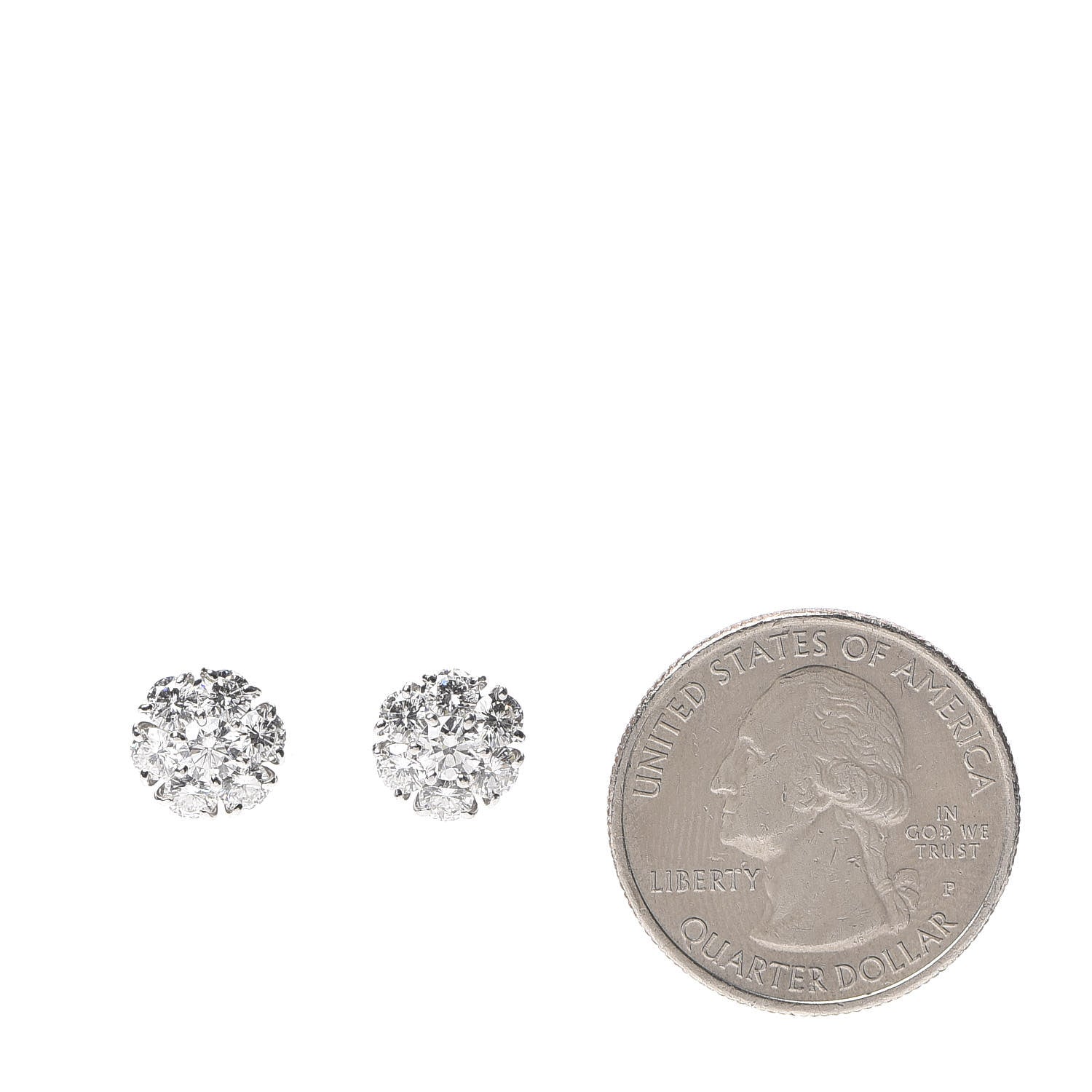 Van Cleef & Arpels 18K White Gold Diamond Fleurette Earrings 2 of 6