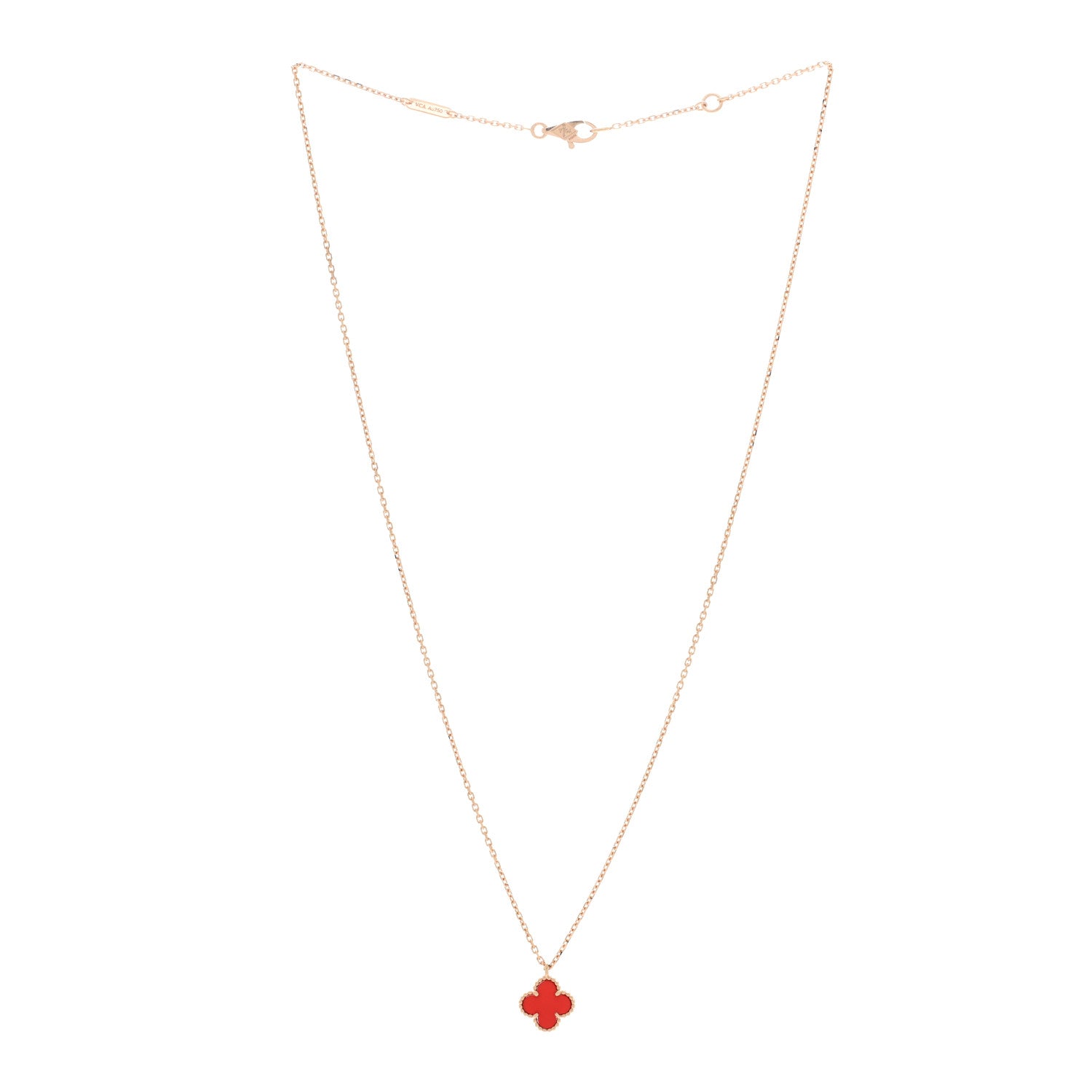 Van Cleef & Arpels 18K Rose Gold Carnelian Sweet Alhambra Pendant Necklace 2 of 5