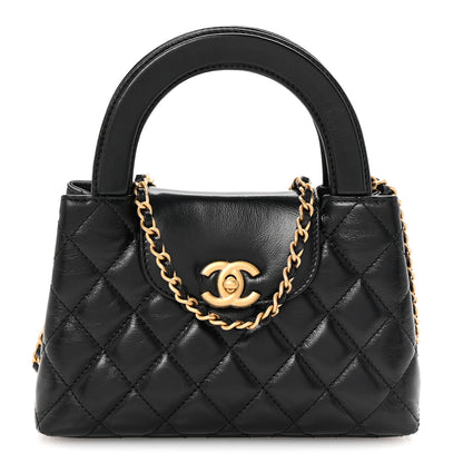Chanel Shiny Aged Calfskin Quilted Nano Kelly Shopper Black 1 of 10