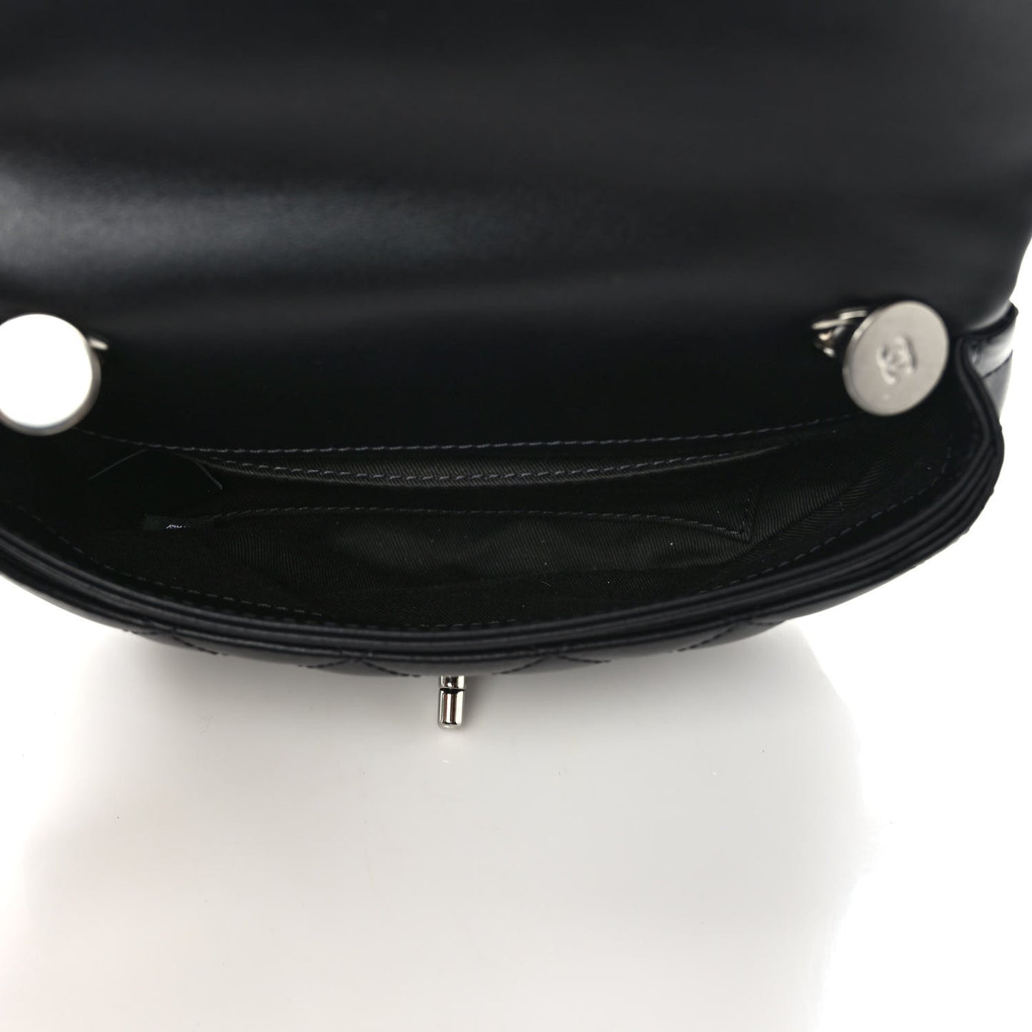 Calfskin Quilted CC Uniform Flap Belt Bag Black