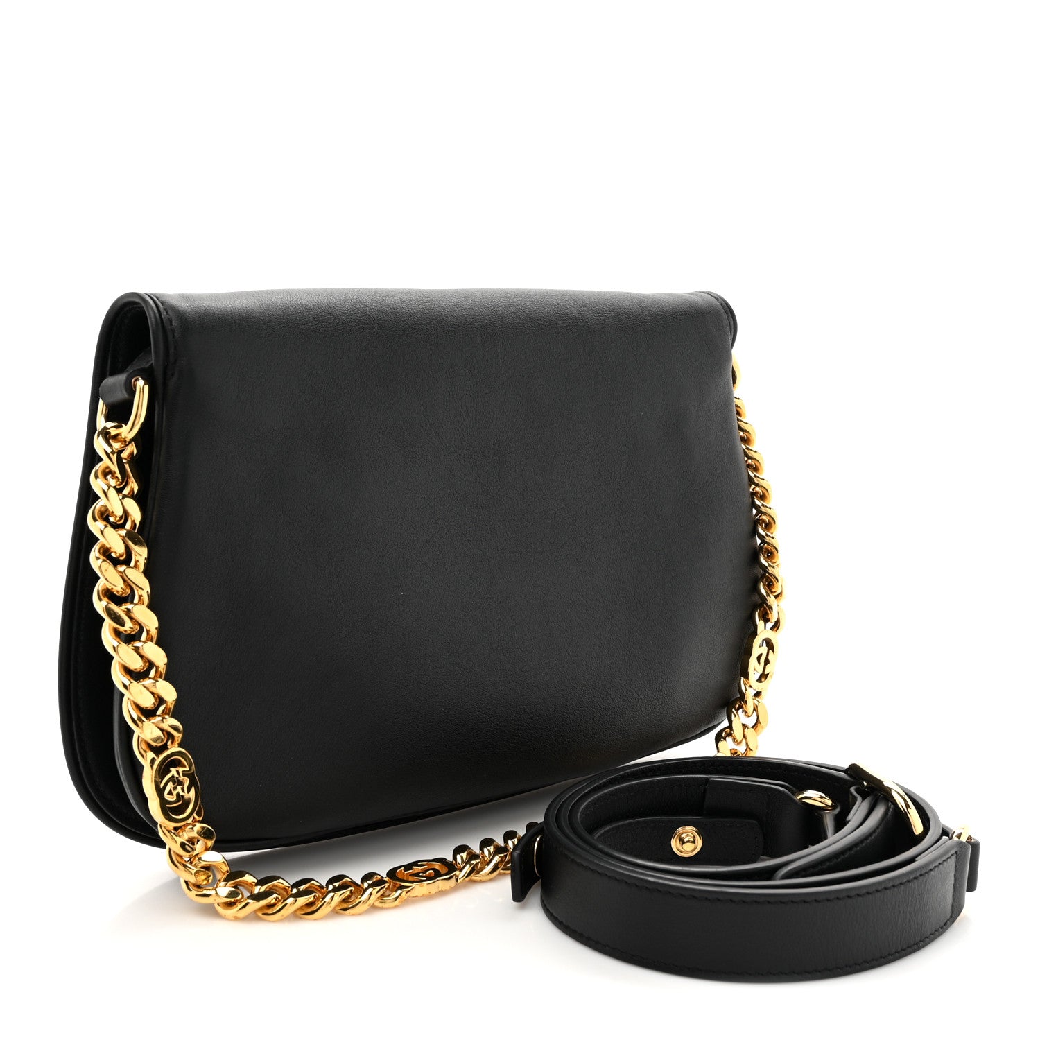 Gucci Roxy Calfskin Blondie Chain Shoulder Flap Bag Black 2 of 12