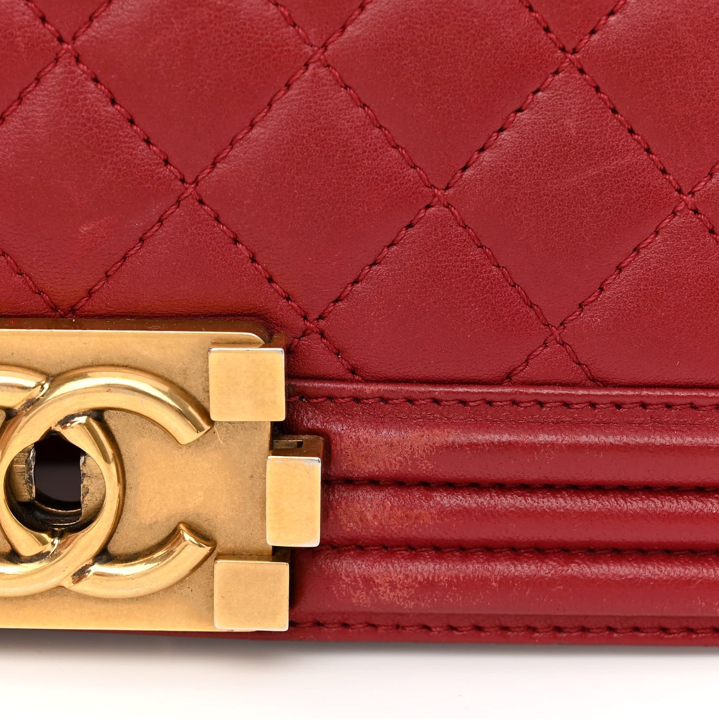 Lambskin Quilted Large Boy Flap Red