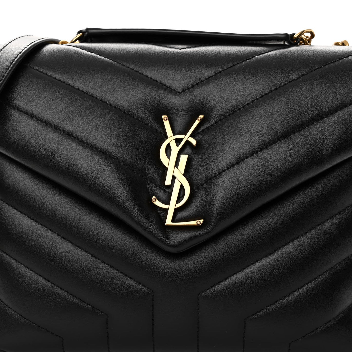 Calfskin Y Quilted Monogram Small Loulou Chain Satchel Black