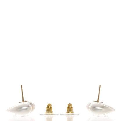 Chanel Pearl Crystal CC Heart Earrings Gold 4 of 4